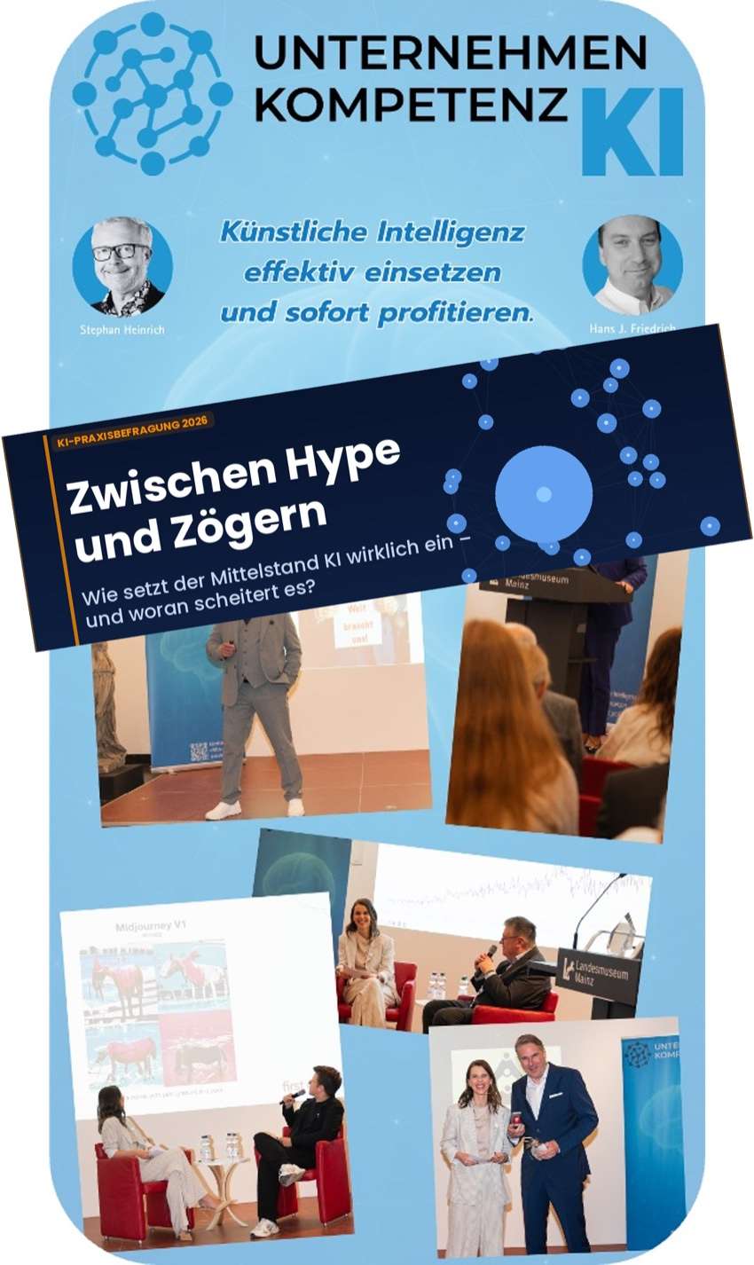 UKKI-Cover-Studie-web Hero Image von Unternehmen Kompetenz KI, welches Besucher des Kongresses zeigt, die sich austauschen